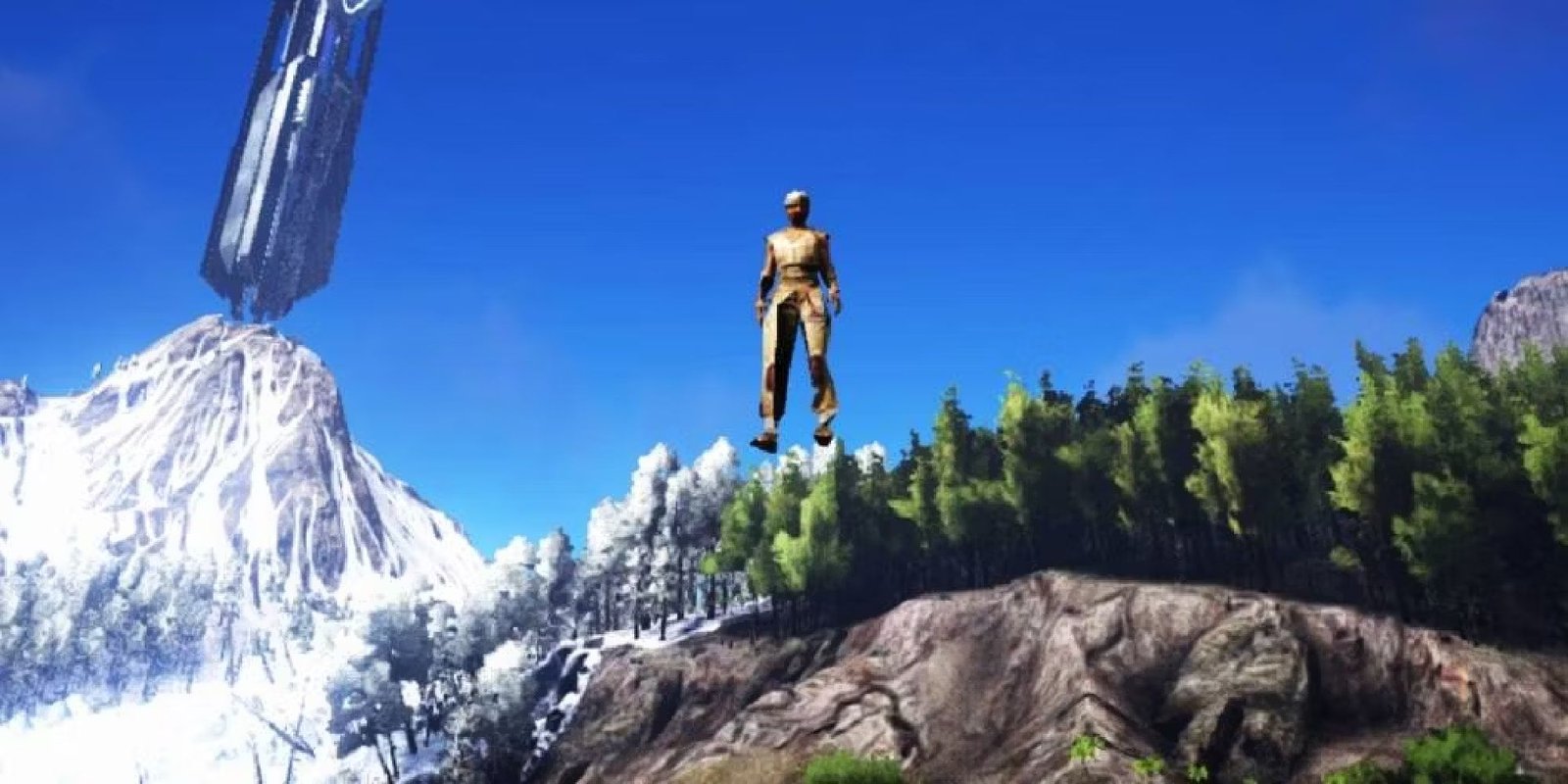 player flying above tree line