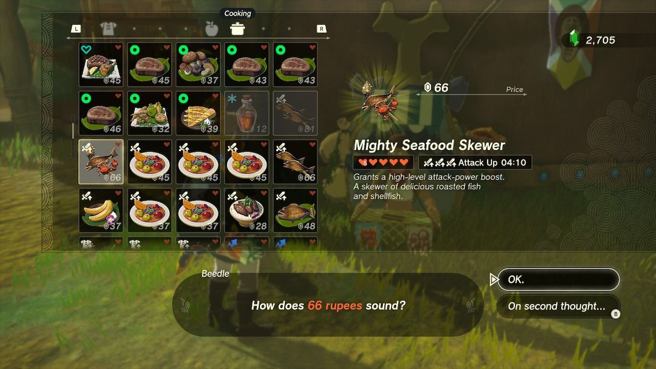 cooking tab in tears of the kingdom every recipe totk all recipes
