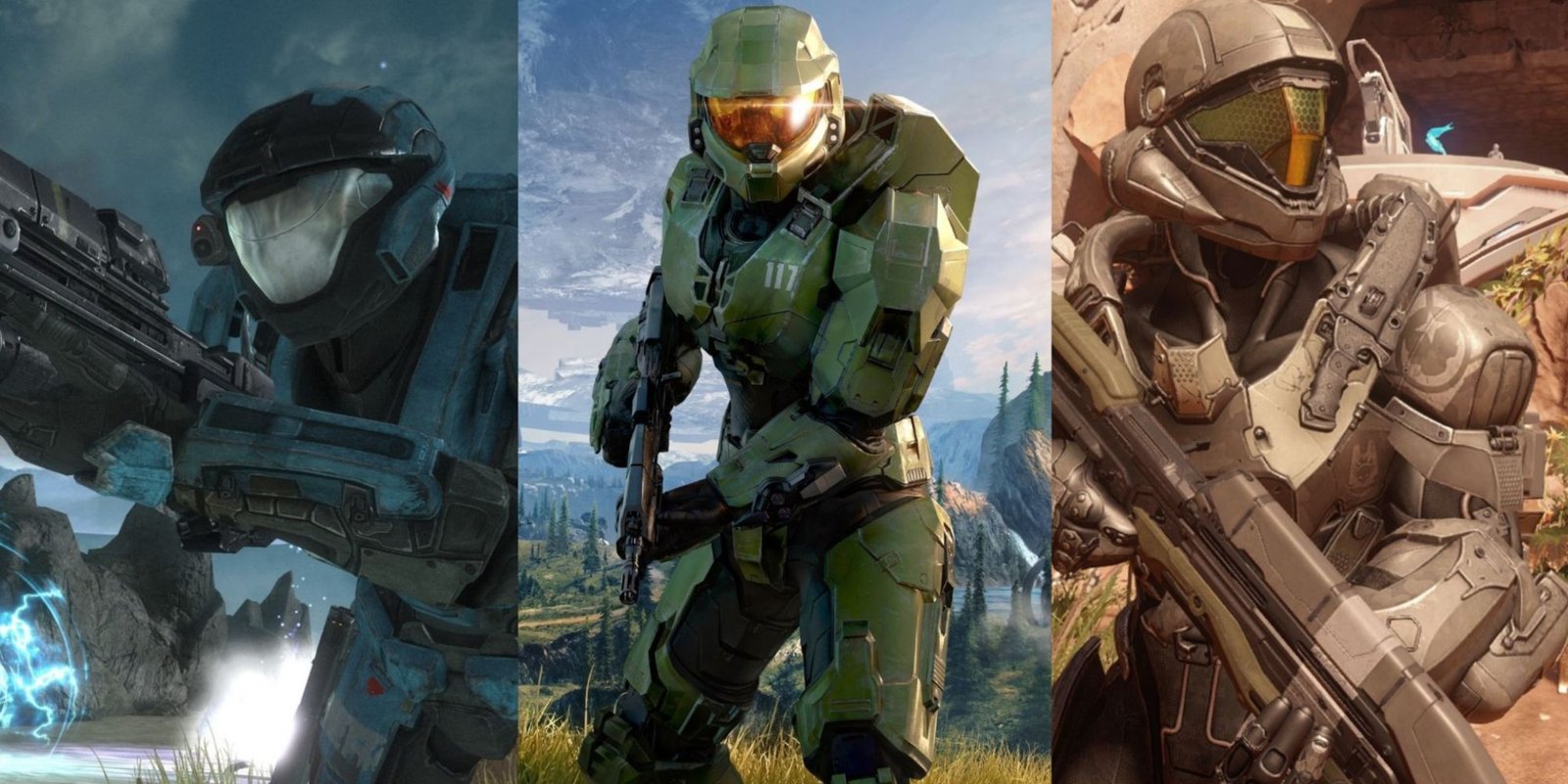 Halo Best Spartans Featured Split Image Featuring Kat, Master Chief, and Buck