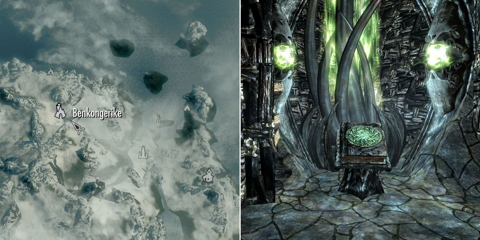 Benkongerike on the map and Inside the realm of Apocrypha in The Untold Legends Black Book in Skyrim