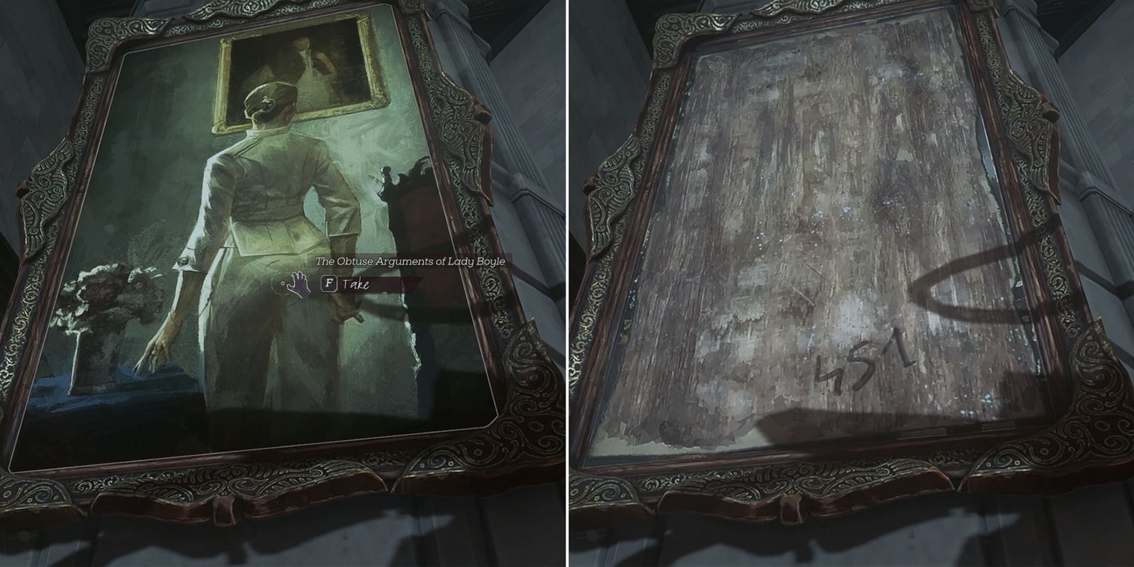 The Obtuse Arguments Of Lady Boyle portrait and the three digit code hidden behind it in Dishonored 2