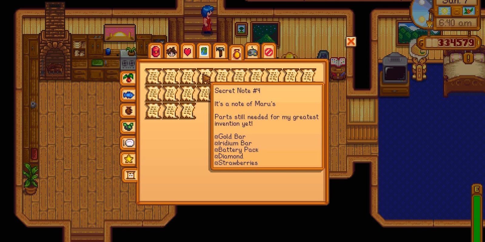 the player views a secret note