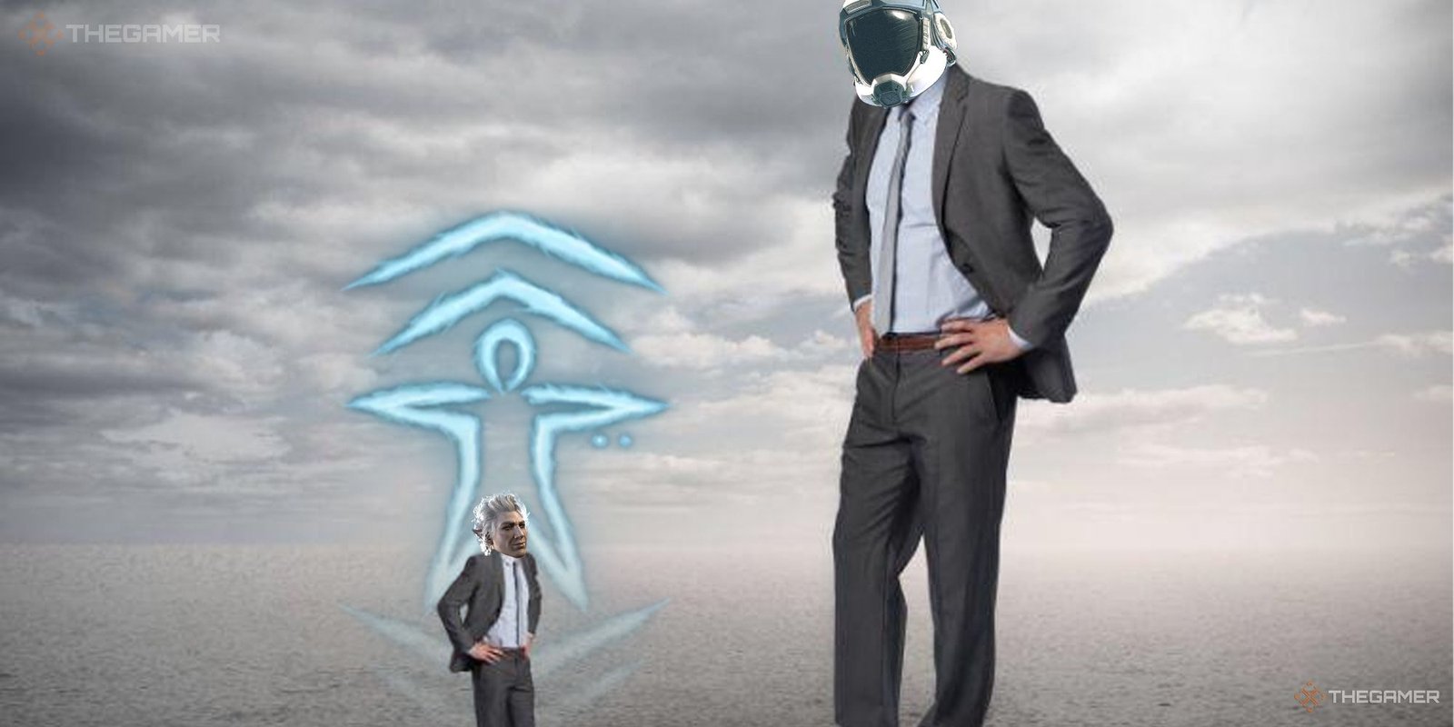 A small Baldur's Gate character with the Enlarge/Reduce spell next to a giant Starfield character