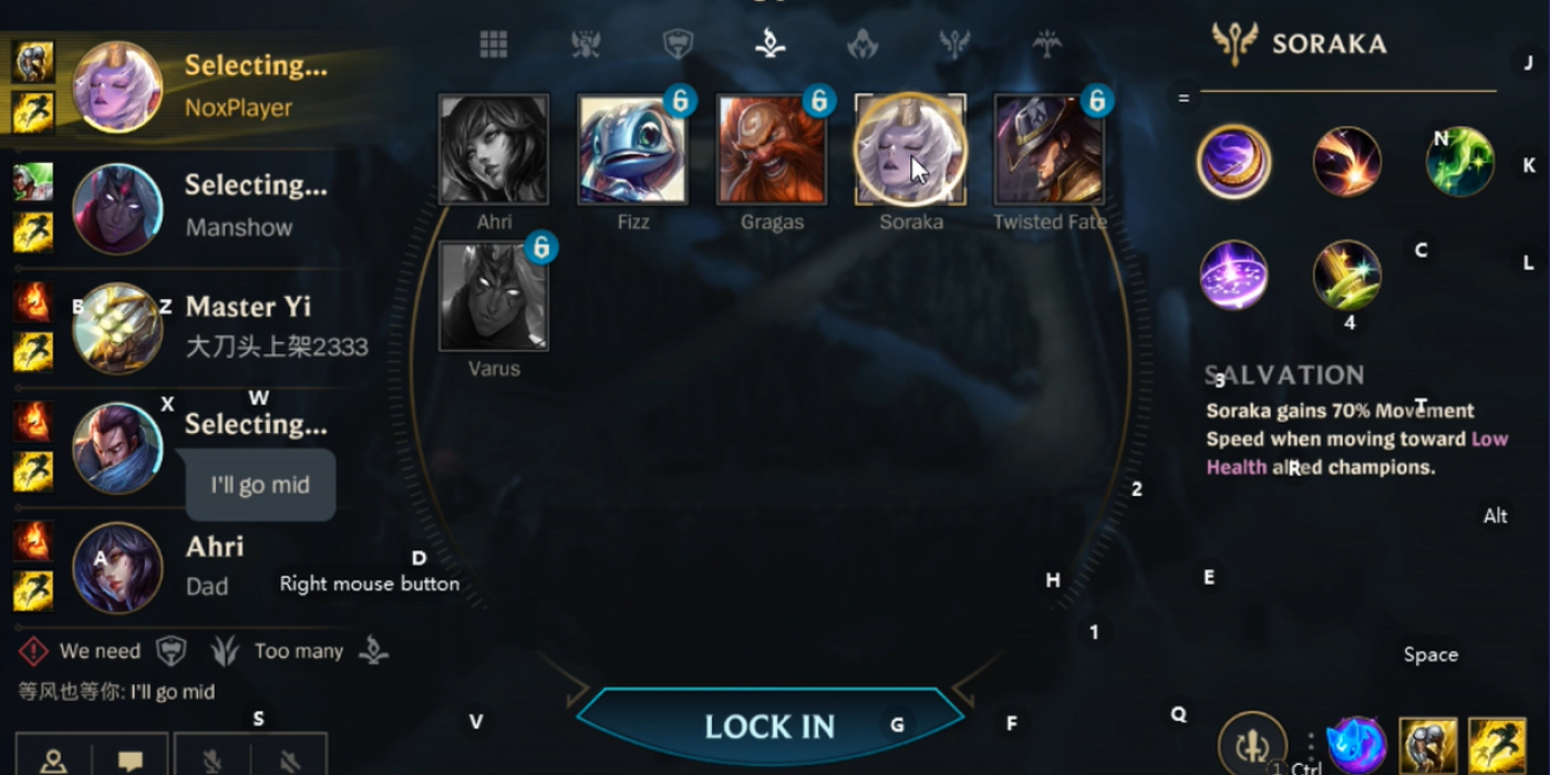 Champion Select in League of Legends Wild Rift