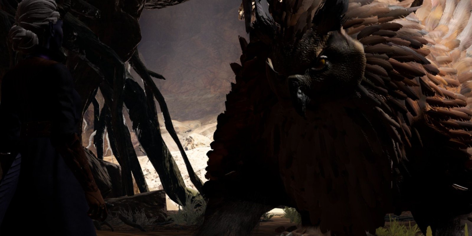 A player character confronting the Owlbear in her nest in Baldur's gate 3