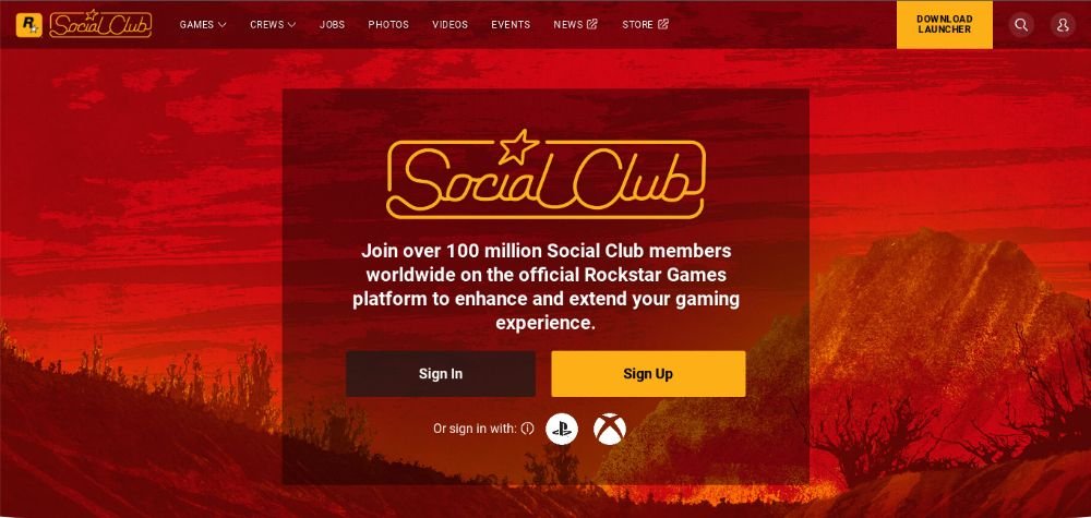 Signup Page for Social Club in GTA Online