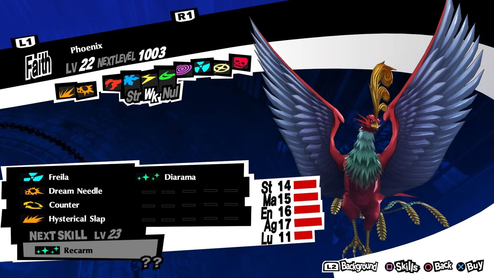 Phoenix summons character menu in Persona 5 Royal