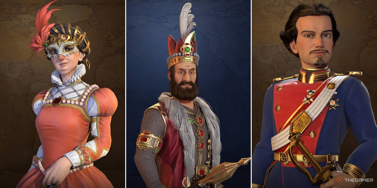 Catherine de Medici, Nader Shah, and Ludwig of Bavaria in Civilizaiton 6