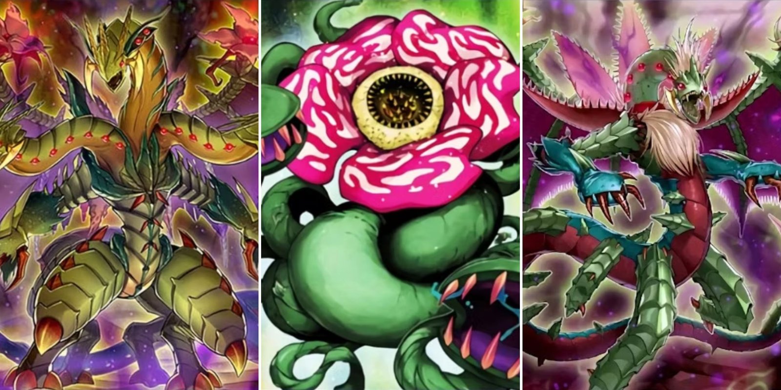 Collage image featuring three different Yu-Gi-Oh cards