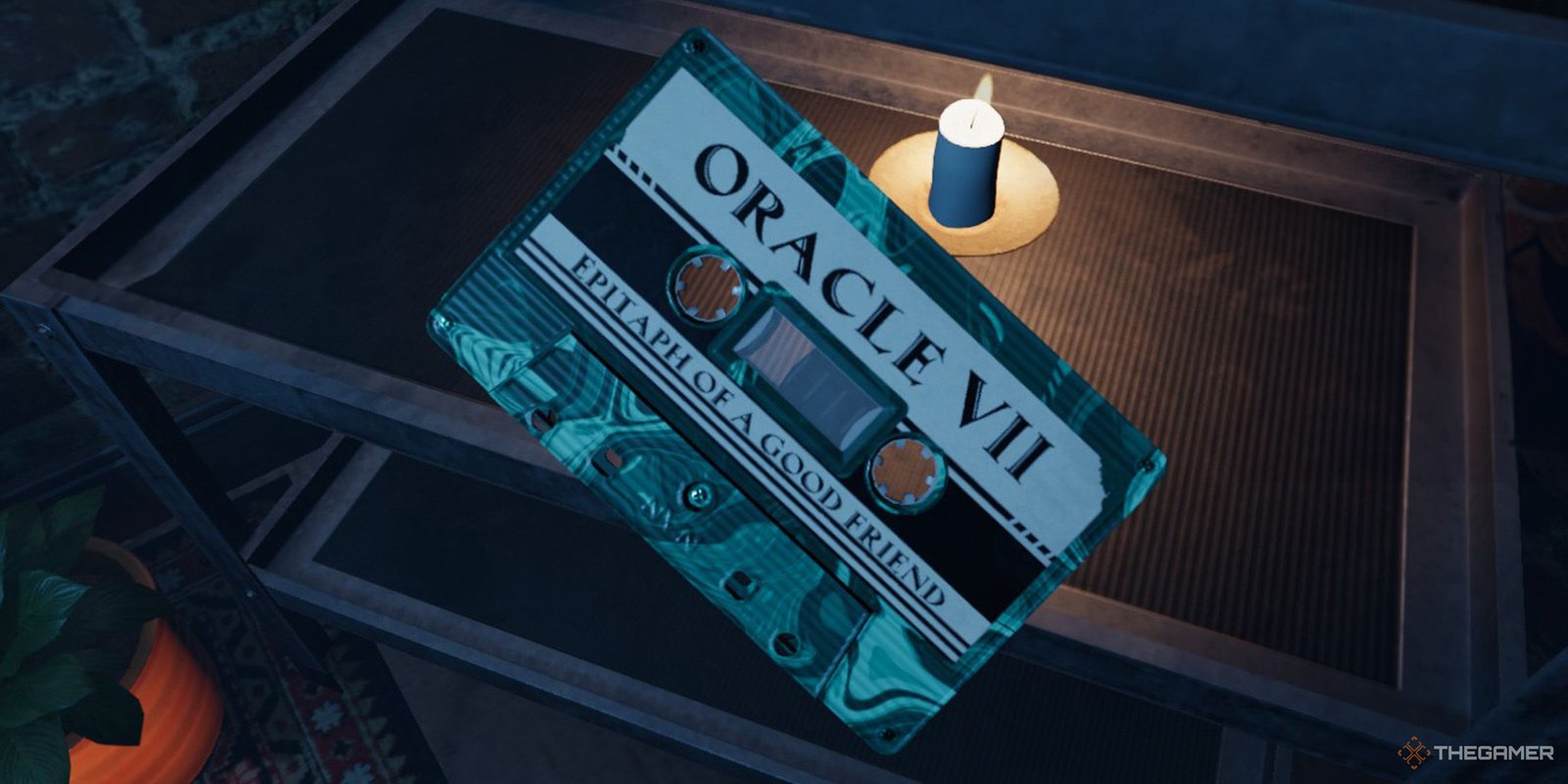 Player inspects a classical music cassette tape in Crime Scene Cleaner.