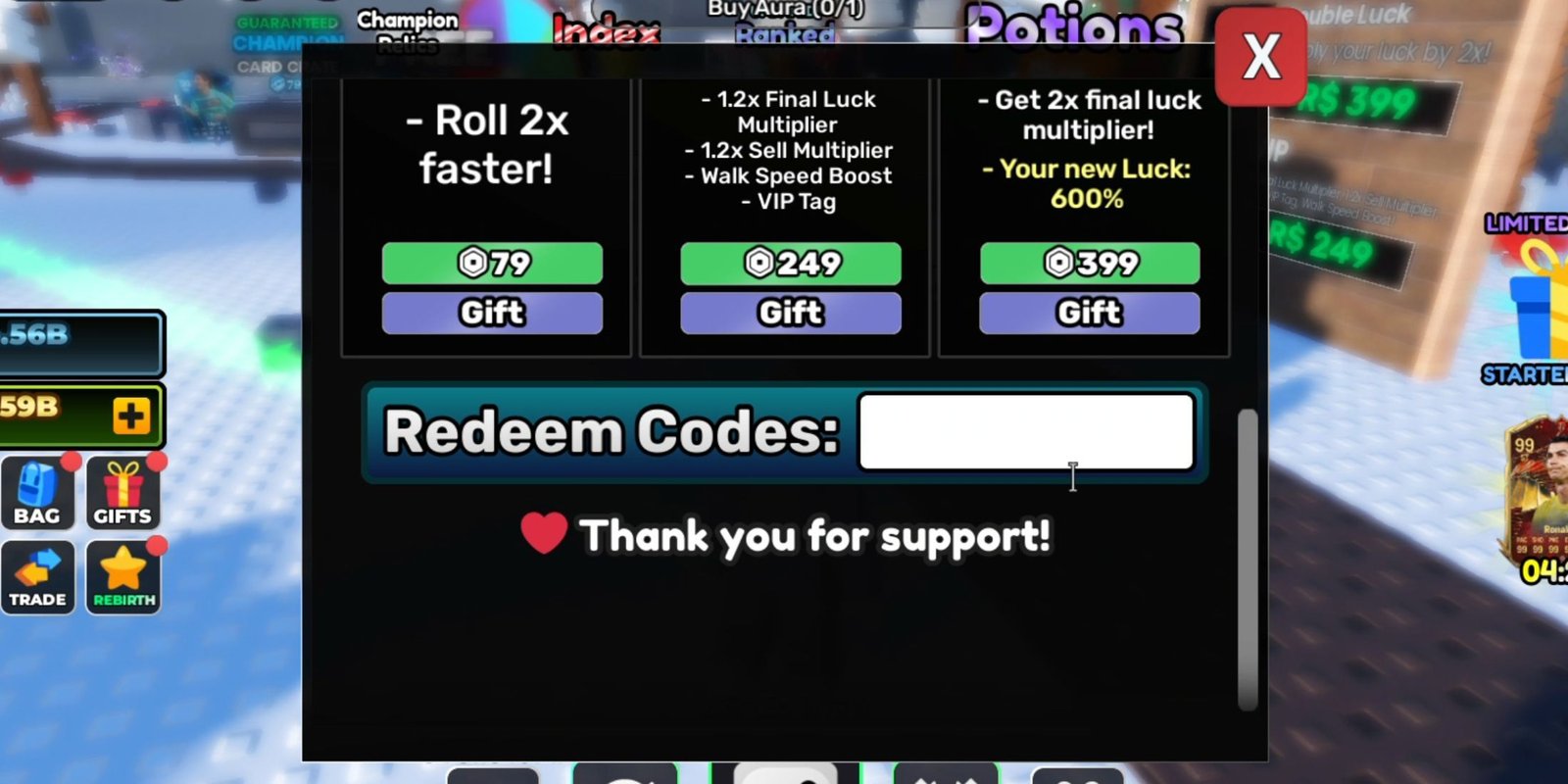 Soccer Prime RNG - the codes tab