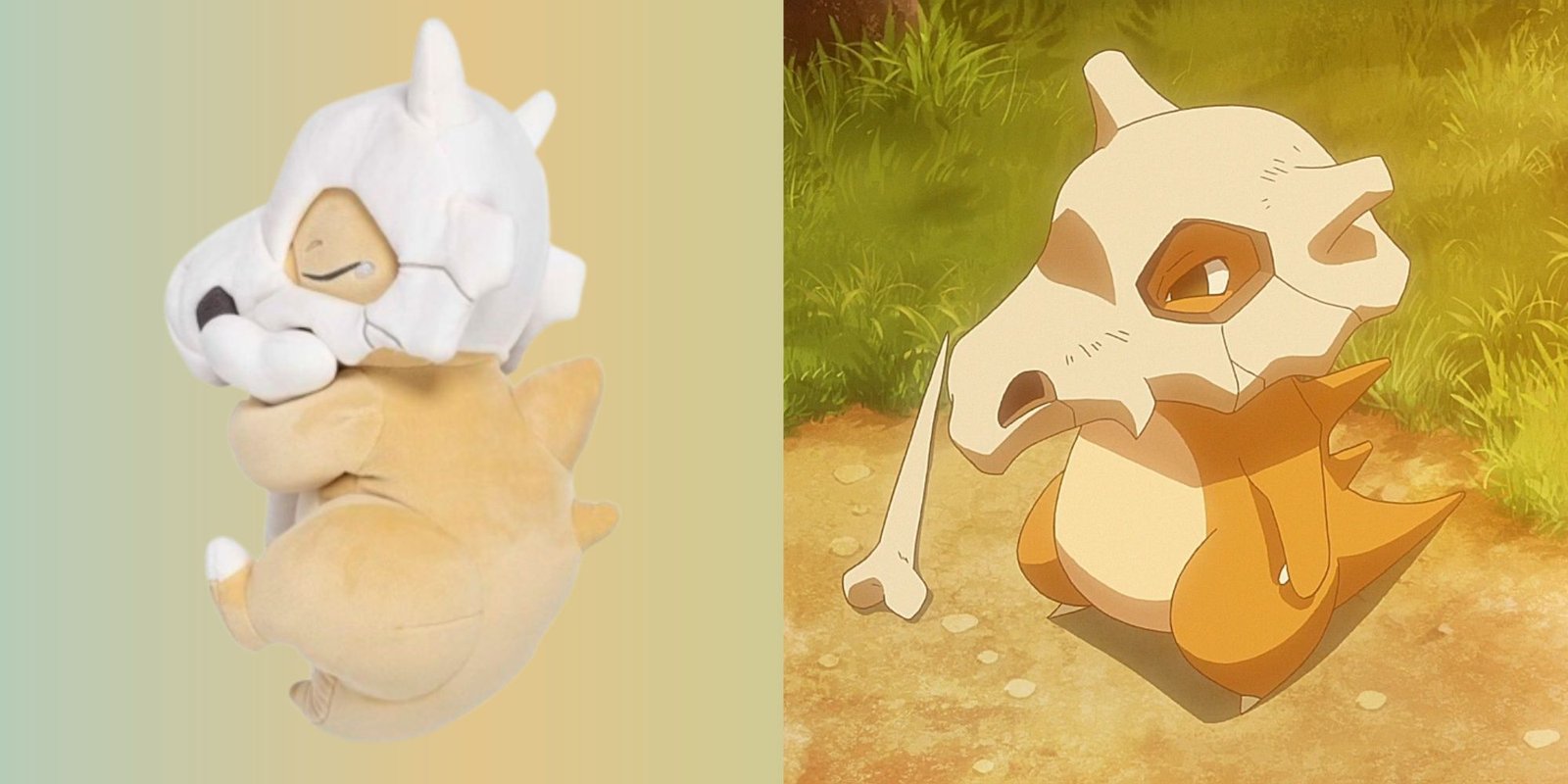 sleeping cubone plush and cubone in the pokemon anime