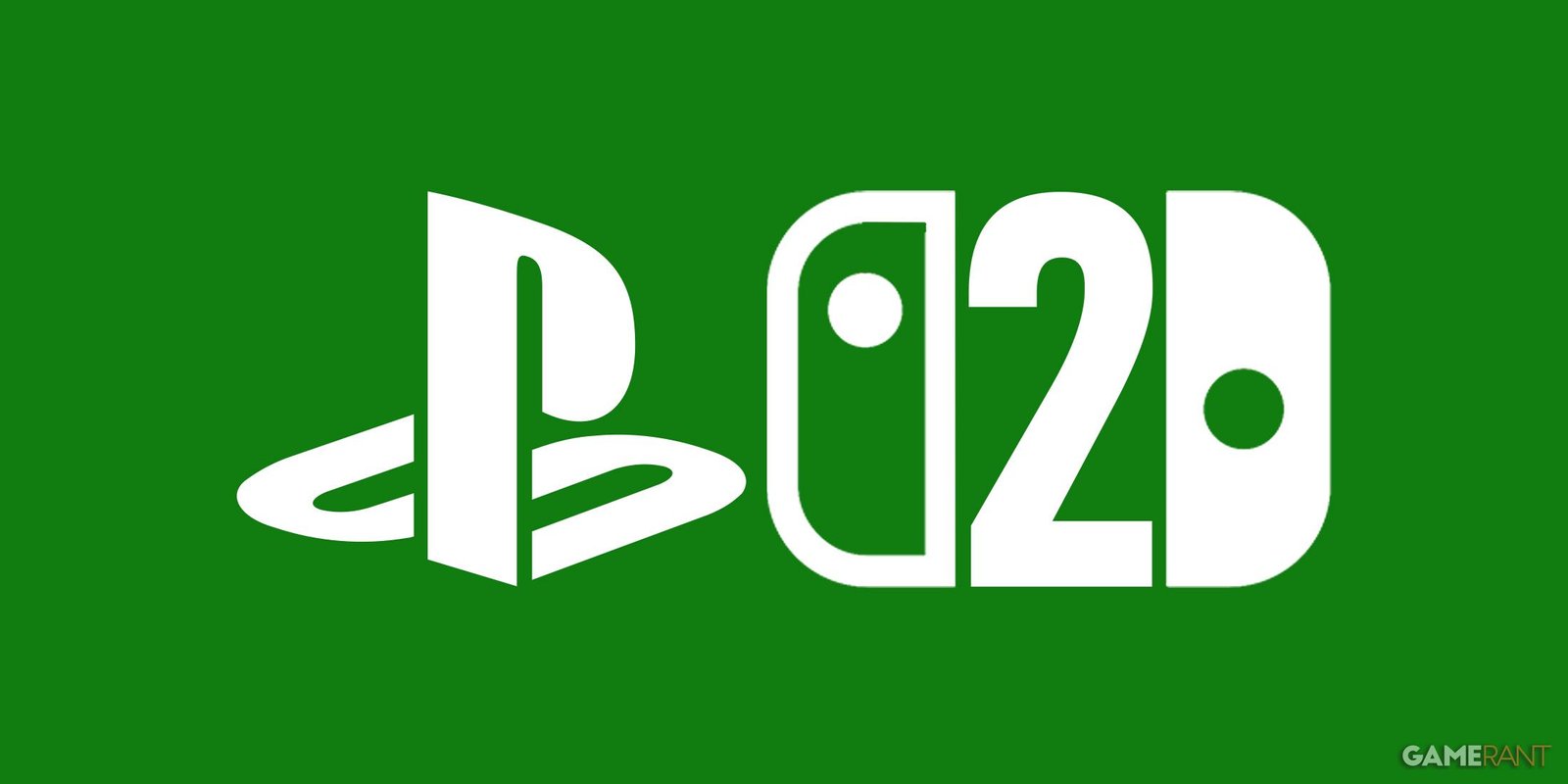 PlayStation and Mockup Nintendo Switch 2 شعارات بيضاء على خلفية Xbox Green