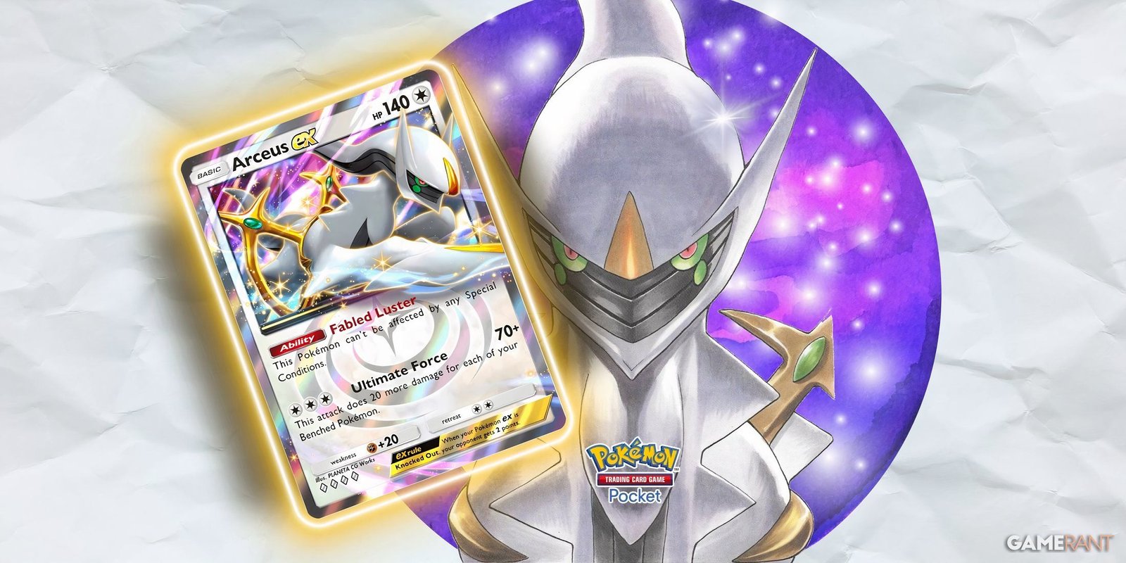 Arceus Ex Card والشخصية من Pokemon TCG Pocket.