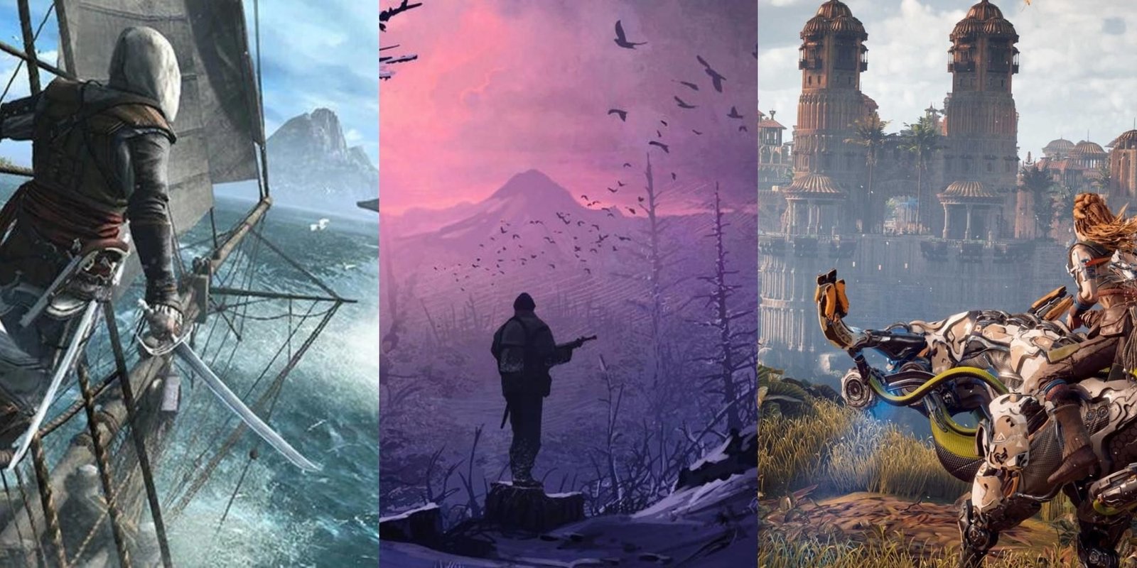إدوارد في العلم الأسود Creed IV Assassin ، سوف في الظلام الطويل ، Aloy في Horizon Zero Dawn