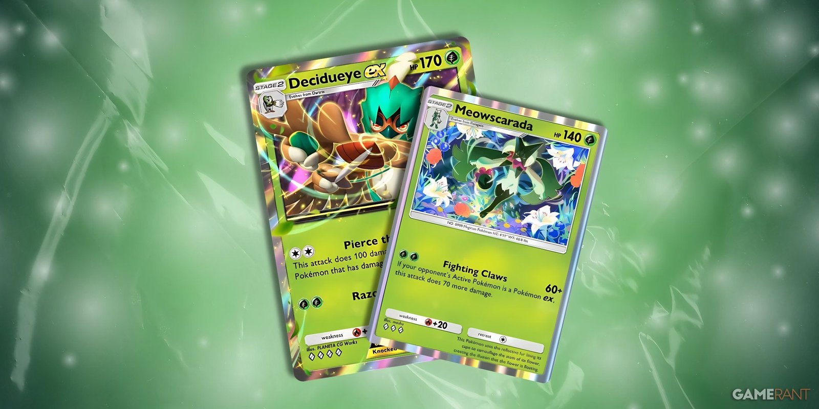  Meowscarada و Decidueye Ex Cards في Pokemon TCG Pocket.