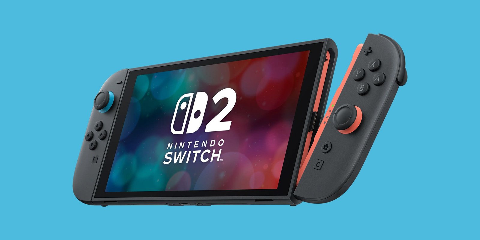 Nintendo Switch 2 مع انفصال Jue Joy-Con على الخلفية الزرقاء
