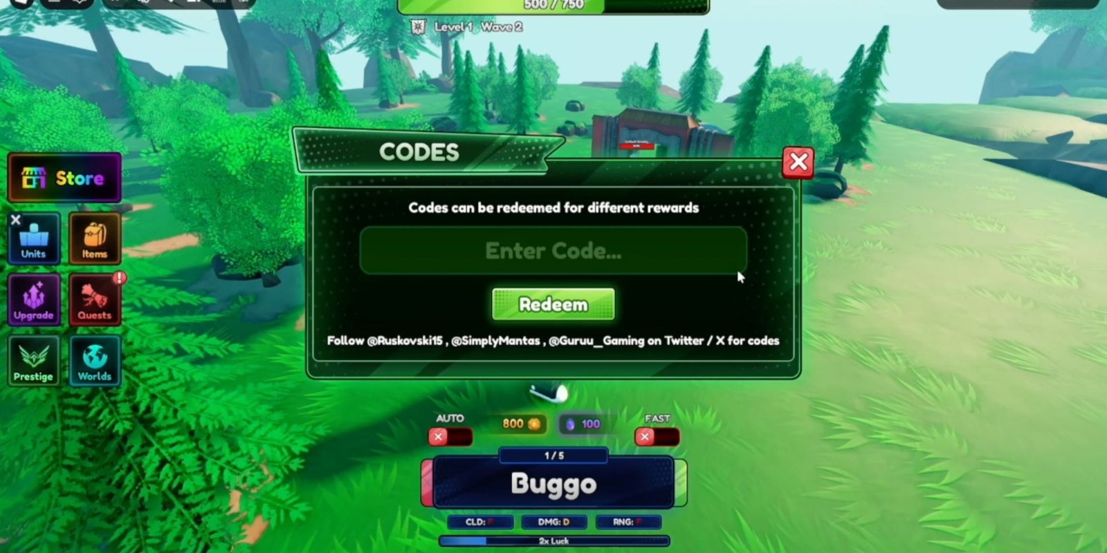 أنيمي الدفاع rng علامة التبويب الرموز