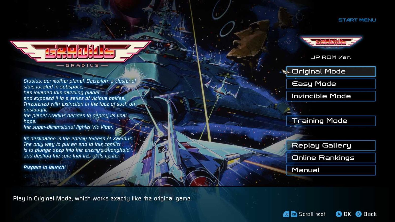 Gradius-Origins_Mode Selection