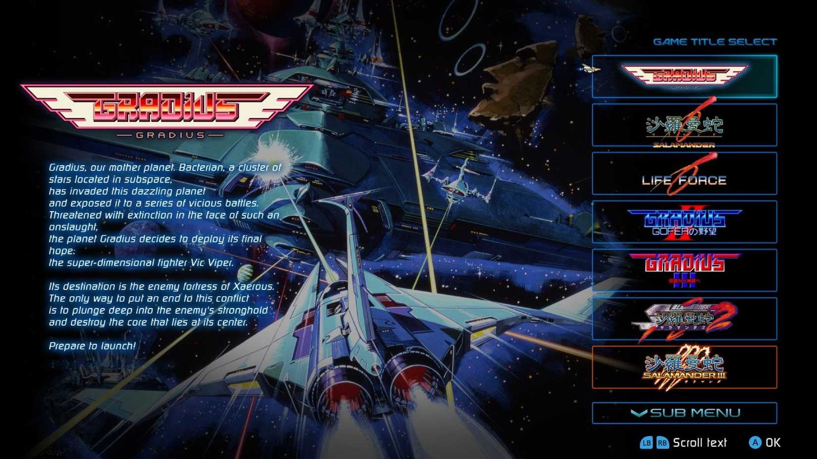 Gradius-Origins_game-selection