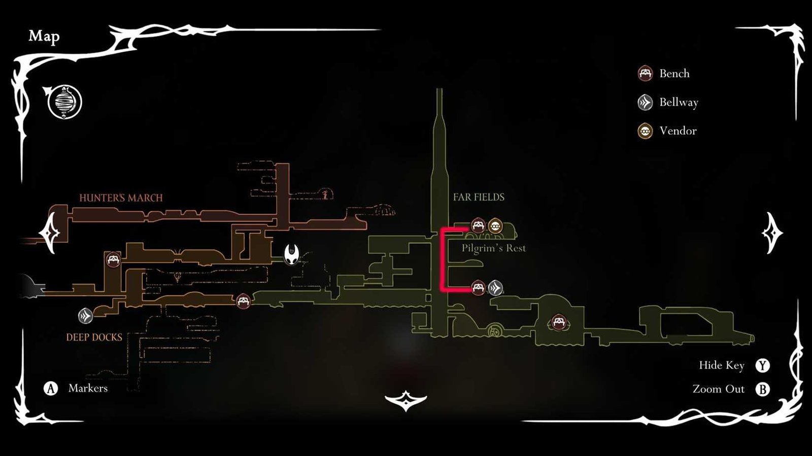 Hollow-Knight-HK-Silksong-How-Progress-Fields-Fields-Tuck-hene-Go-Exit-Leave-Route 5 Pilgrim's Rest