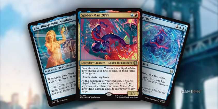 Magic the Gathering Spider-Man 2099 Lyla وبطاقات الطيران المستقبلية